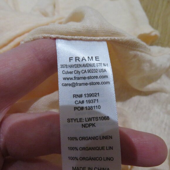 FRAME Easy True Linen Short Sleeve Slub Knit T-Shirt Light Peach Orange Casual - Picture 14 of 14